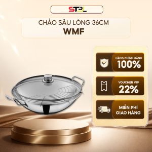 Chảo sâu lòng WMF Party Wok Taiwan 36cm chính hãng chất liệu thép không gỉ 18/10 Cromargan cao cấp SNT KITCHEN