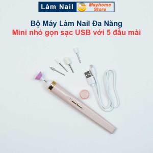 Bộ Máy Làm Nail Đa Năng Mini Sạc USB với 5 đầu mài nhỏ gọn tiện lợi dùng tại nhà/