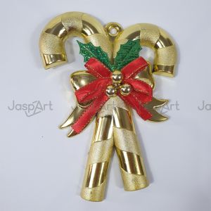 Candy Cane Gold Pita Tongkat Permen Gantungan Hiasan Pohon Natal Xmas