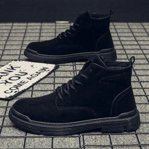 【Ready stock】Boots For Men Mens New Martin Boots Mens High Top Work Shoes Casual Shoes Black Shoes Korean Fashion Black Martin Boots