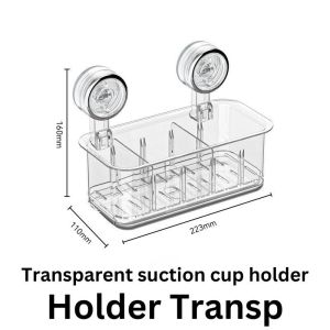 Suction cup wall storage rack hanging basket shelf with drain come with divider suitable bathroom kitchen