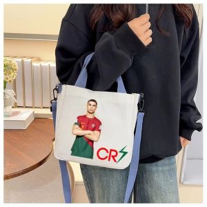 Canvas Crossbody Bag Football Star Sport Ronaldo Tote Bags Multi-Functional Lightweight Shoulder Bag Fashion Teacher Gifts