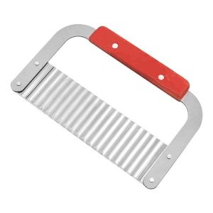 Stainless Pisau Zigzag Gerigi Kentang/Pisau Gelombang Pengiris Gagang Kayu/Pisau Gerigi Kentang/Potato Crinkle Cutter