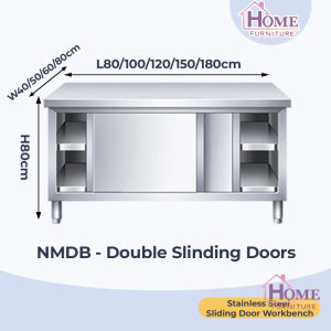 🍁Ready Stock🍁Stainless Steel Sliding Door Workbench Household Operating Table Kitchen Cabinet🍁