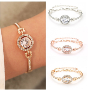 Gelang Wanita SATU MATA Lapis Emas Silver Berlian Imitasi Korea Fashion Elegan Women Bracelet