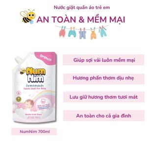 Nước giặt cho bé NumNim Thái Lan thành phần hữu cơ Safe & Soft An toàn Dịu nhẹ 700ml
