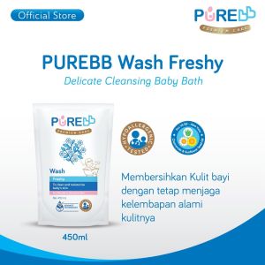 Pure Bb Baby Wash 2 In 1 Bath 2 Fruity & Freshy Refill 450ml | Purebb Sabun & Shampo Bayi - Tanpa SLS & Paraben
