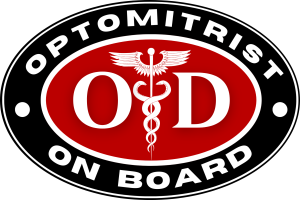 License Optomitrist ON BOARD VINYL STICKER 7X10cm