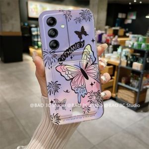 New Phone Case Samsung Galaxy S25 + Ultra A16 A26 A36 A56 LTE 5G Hot Colorful Artistic Fashion Butterfly Stars Card Holder Casing Trend Illustration Ultra-thin Soft Cover 2025