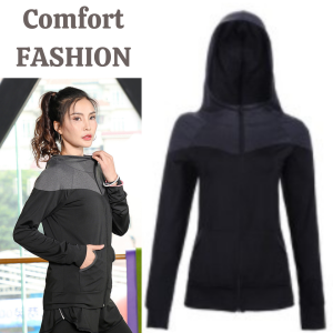 🇲🇾(READY STOCK KL) FELLO Plus Size Hoodie Lady Women Running Yoga Jacket Zipper Fitness Clothing Top Sport Gym Cap Sportwear Outer Shirt