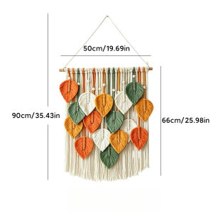 Bohemian Colorful Leaf Woven Wall Hanging Handmade Cotton Rope Wall Decor Home Wall Ornament