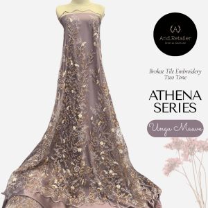 Bahan Kain Kebaya Brokat Tile ATHENA SERIES 2Tone Warna Ungu Mauve Taro Motif Timbul Harga 05m Warna