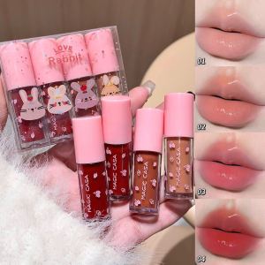 4PCS Lip Gloss Set Moisturizing Shine Shimmer Lipstick Plumping Tint Care