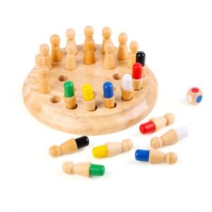 Wooden Memory Match Pin Stick Chess Game Fun Block Board Game Montessori Educational Color Cognitive Ability Toy for Kids