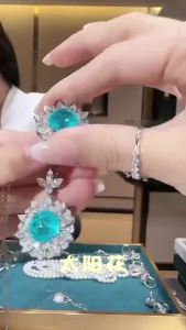ZOCA Necklace For Women Paraiba Round Diamond Sunflower Pendant Necklace 925 Sterling Silver Jewelry