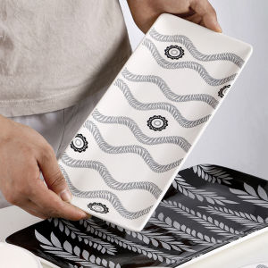 Omk navia loạt Bộ đồ ăn bằng gốm đặt đĩa ăn tối hình chữ nhật đĩa phẳng để thức ăn muỗng còn lại