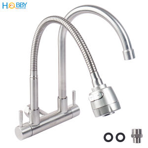 Vòi rửa chén gắn tường 2 đầu lạnh tăng áp Hobby Home Decor G2LX