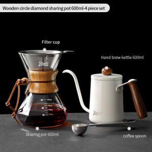 BINCOO Glass Coffee Sharing Pot with Stainless Steel Filter Cup Coffee Dripper Home Coffee Accessories