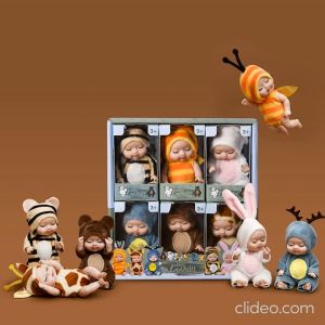 👶 Bộ 6 Búp Bê Em Bé Sơ Sinh Ngủ 11cm 3.5 inch Kèm Trang Phục Động Vật Dễ Thương Sleeping Doll PVN8237