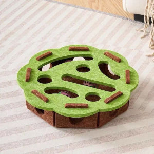 YOUYITIAOYU Cat Puzzle Toy Cat Self Fun Hole Digging Toy Felt Puzzle Box with Ball Cat  Teasing Toy
