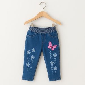 Celana jeans panjang anak perempuan celana panjang mutiara kupu 9bulan-12tahun