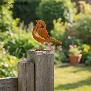 WP💓💛💖 1Pc Rust-Colored Bird Comfortable Home And Garden Decoration Country Metal Artwork Backyard Wall Decoration Iron Garden Decoration