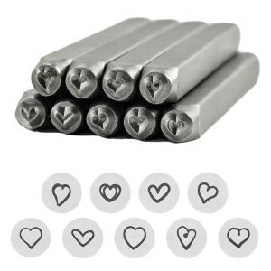 Fashionable Heart Shaped Sturdy Steel Set 9 Pieces 3MM Steel Accessory for Making and Leather Projects