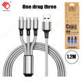 3 In 1 Type C Micro USB Apple Iphone Charger Cable Mobile Phone USB Cord USB-C Charging Cable Cable for Micro USB Charger Cable for iPhone Xs Max XR X 8 7 OPOO Redmi Huawei 3 in 1 USB C Fast Data Charging Cord. 