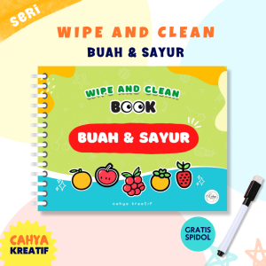Cahya Kreatif   WIPE AND CLEAN   Seri buah dan sayur | Buku Belajar Huruf Murah BusyBook