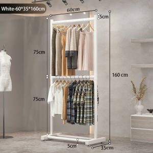 HaHa ราวแขวนผ้า 2ชั้น หนาพิเศษ ราวตากผ้า ราวแขวนผ้าโครงเหล็ก แข็งแรง ทนทาน รับน้ำหนักได้ดี เเขวนได้ 50 ตัว