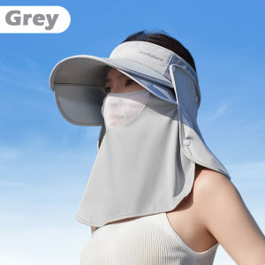 Ladies Full Face Sun Hat Outdoor Detachable Neck Protection Large Brim Hat Anti-UV Full Face Shield Sunshade Cap Topi Wanita 太陽帽