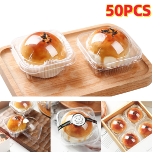 50pcs Dessert Packaging Box Thick Covered Square Packaging Box Egg Yolk Cake Packaging Box Transparent Packaging Box Baking Packaging Box Dessert Packaging Mooncake Packaging Box