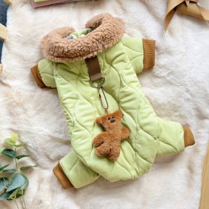 NOBLELYN Lamb Wool Dog Warm Clothes One-Piece Thick-Warmed Pet Clothes Fashion Button Dog Bodysuit For Small Medium Dog