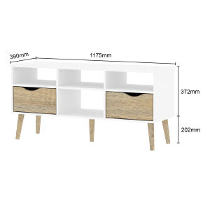 Panelbond Modern Oak TV Cabinet Console Storage with Open Shelves Living Room Bedroom Media TV Console Table for 45/50 Inch TV