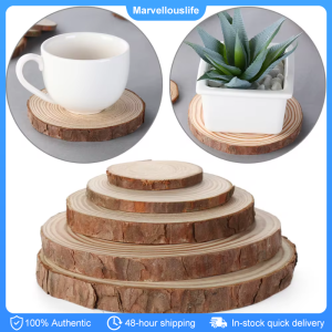 3pcs Natural Round Wood Coasters 12cm Cup Pad Tea Coffee Mug Mat Drinks Holder DIY Crafts Home Kitchen Decor