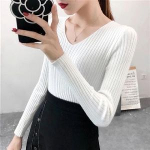 Fast market- Atasan Rajut V Neck Lengan Panjang Bahan Premium Tebal dan Adem Baju Rajut Wanita RJ19