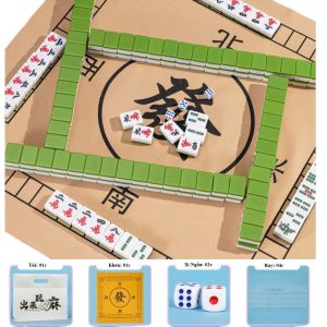 Combo Bài Mạt Chược 144 Quân Size 3cm Mẫu Giả Ngọc Kèm Nguyên Set Phụ Kiện