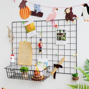 Khung lưới trang trí - Tấm lưới sắt trang trí Tấm tủ nhựa ghép làm tủ nhựa kệ sách - Tặng kèm Đinh