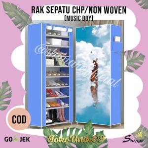 Rak Sepatu Portable Bongkar Pasangg shenar Karakter Non Woven Susun 10 Tingkat RS 10 CHP - MUSIC BOY
