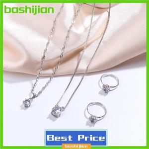 bashijian Luxury Women Ring Necklace Earrings Rhinestone Bracelet Female Casual Ladies Jewelry Set