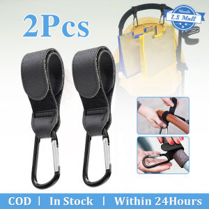 2pcs Stroller Hooks for Hanging Bags and Shopping Black Leather Velcro Hooks Clip