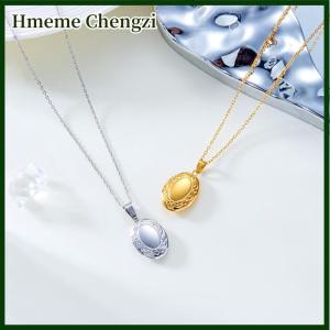 Hmeme Stainless Steel Openable Locket Pendant Necklace For Women Photo Box Heart Charm Chain Zircon Collar Jewelry Family Lover Gift