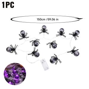 10LED Halloween Spider String Light Battery Powered Purple / Warm Light for Home Window Party Decoration 3D Spider Lantern String