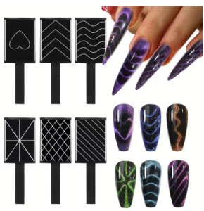 6PCS Black Cat Magnetic Effect Strong Magnet Board Painting Gel Nail Gel Polish Varnish Tools Magnetic Nail Art Stick Nail Tool