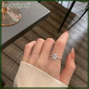 tuokaiguoji Sang trọng cổ điển cưới engagement Rings đối với phụ nữ vuông May Mắn Vòng cá tính hợp kim Nhẫn Charm đồ trang sức