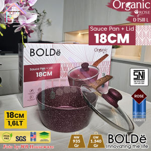 BOLDe panci Sauce pan 18cm + tutup kaca organic rose series antibacterial / panci rebus mie