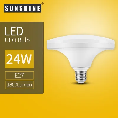 SUNSHINE LED UFO High Power Bulb 18W 24W E27 B22 Base Flat Lamp Warm White 3000K UFO Pendant Fixture Light Bulbs