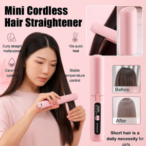 Wireless Charging Splint Small Mini Straight Hair Curling Iron Dual-Purpose Portable Styling Straightener Big Wave大容量无线充电直卷发器