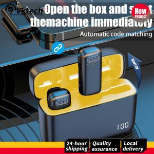 【Free Shipping】 Wireless Noise Cancelling Collar Microphone with Digital Screen for Karaoke and Public Speaking Portable Charging Case