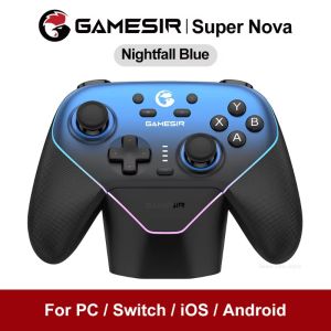 Pengawal suis tanpa wayar GameSir Super Nova asli dengan stesen pengecasan Joystick kesan Hall untuk PC Nintendo Switch Android Phone